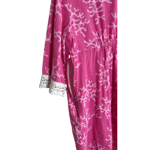 LILLY PULITZER SHERMAN CORAL PRINT ME CRAZY PINK AND WHITE LACE DRESS SIZE S - Picture 5 of 9